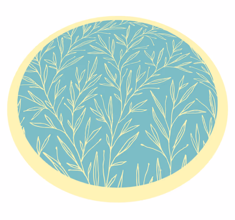 Botanical Round Motif vinyl rug flowers - TenStickers