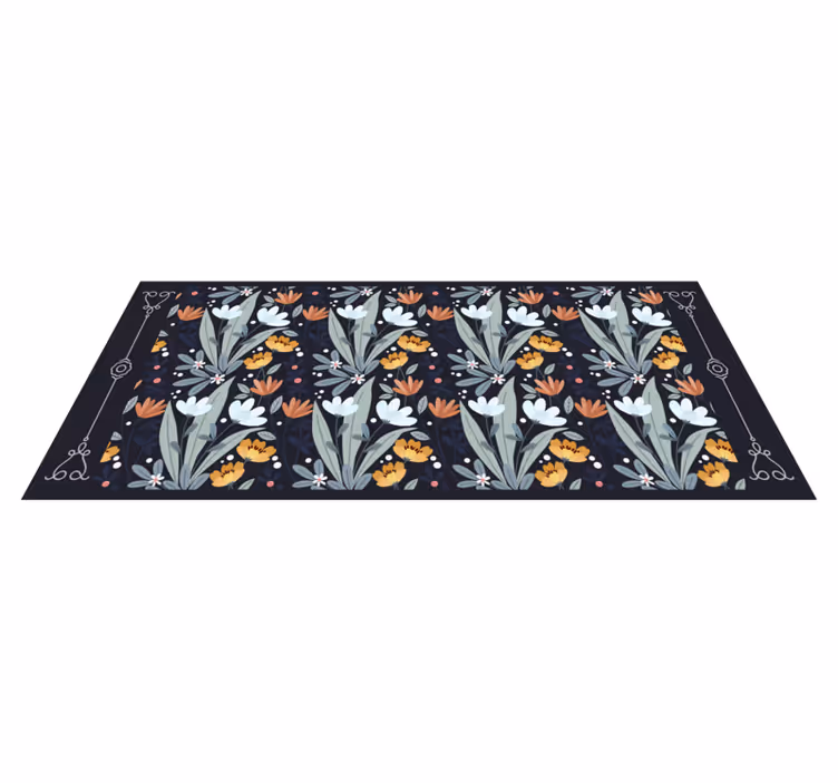 Floral Arrangement Pattern vinyl rug flowers - TenStickers