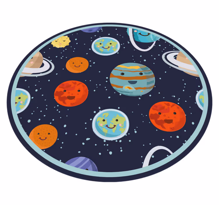 Smiling Planet Solar System kids vinyl rug - TenStickers