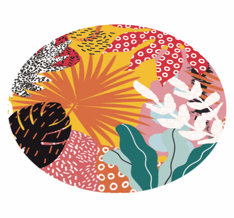 Tropical Botanical Harmony floral vinyl rug - TenStickers