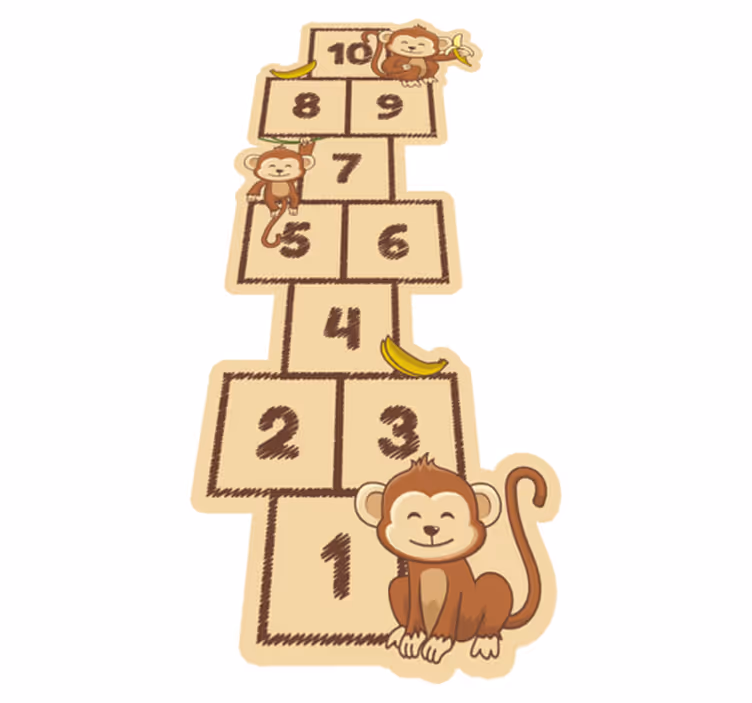 Monkey hopscotch kids vinyl rug - TenStickers
