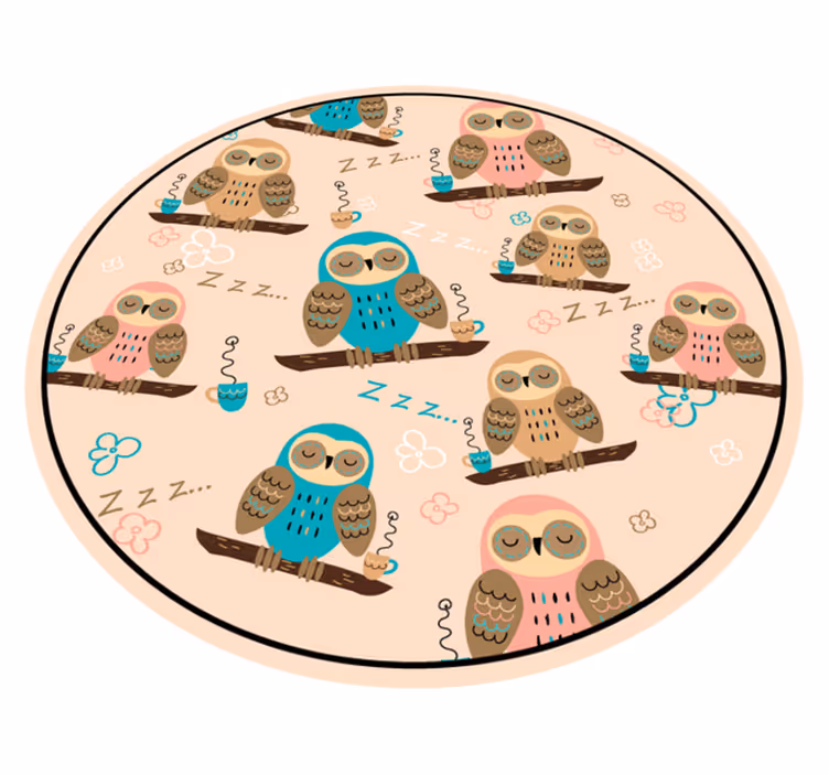 Owl Themed Circle nursery vinyl rug - TenStickers