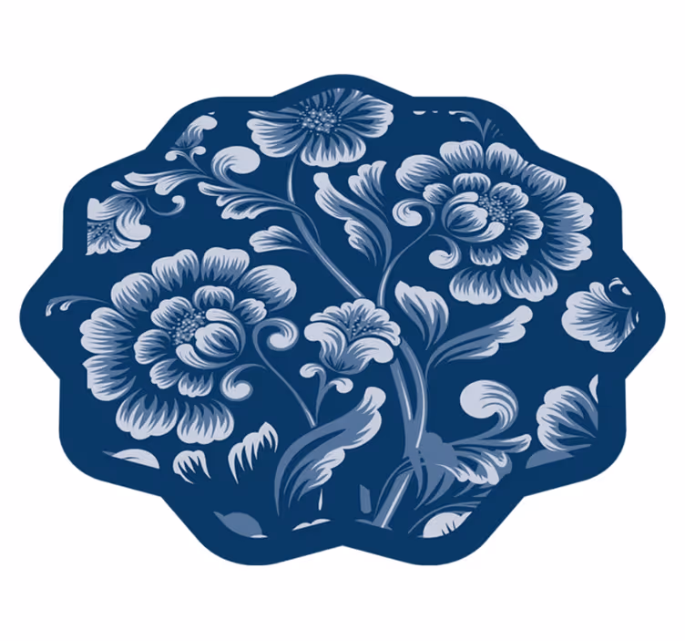Floral Motif Accent vinyl rug flowers - TenStickers