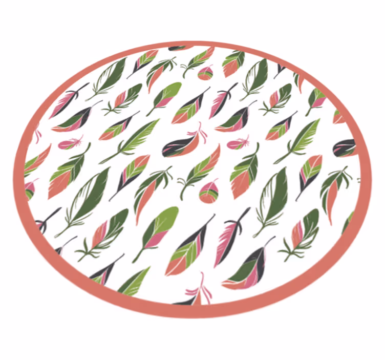 Botanical Patterned Circle vinyl rug flowers - TenStickers