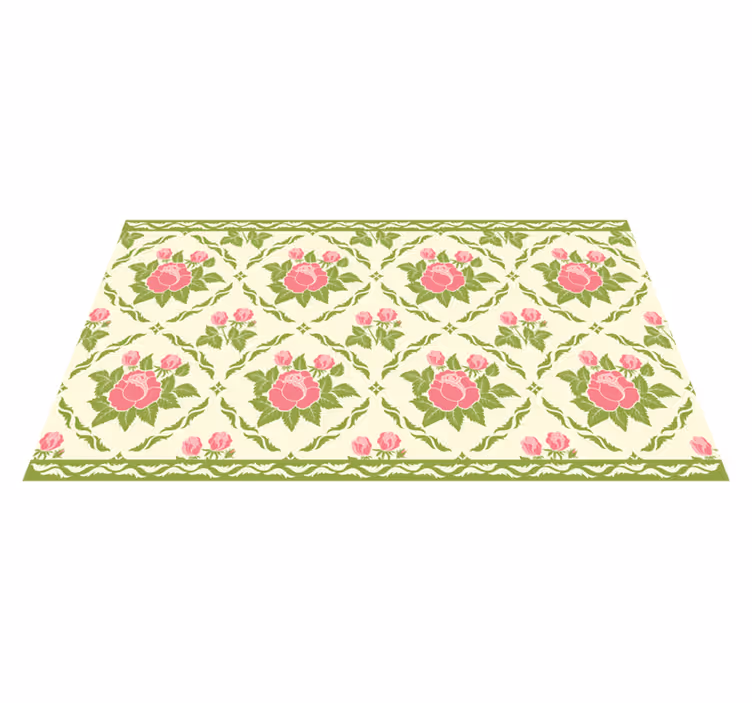 Floral Rose Pattern vinyl rug flowers - TenStickers