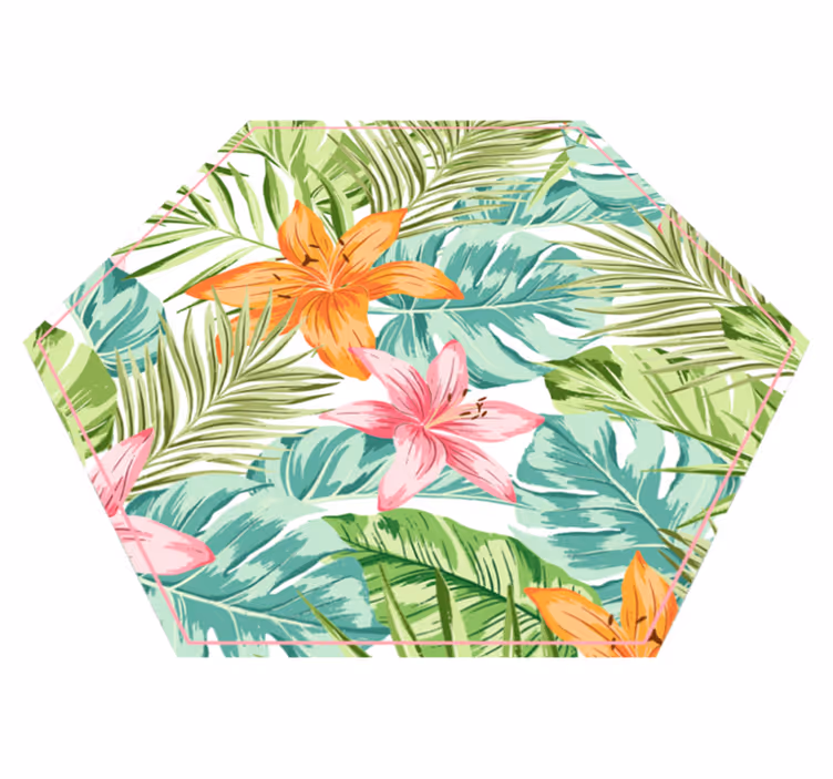 Tropical fines leafes floral rug - TenStickers