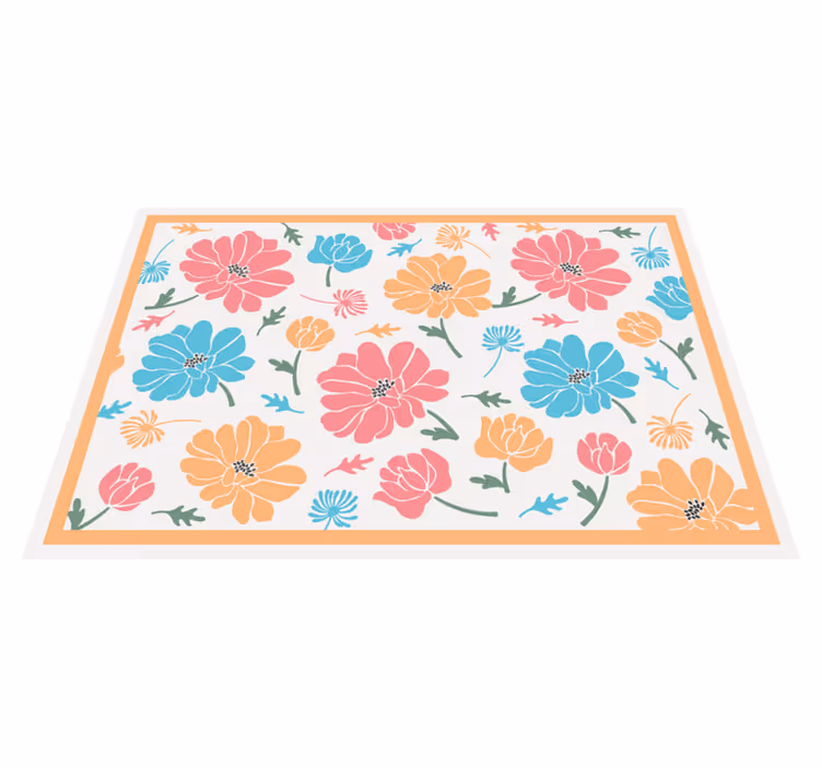 Colorful Floral Pattern vinyl rug flowers - TenStickers