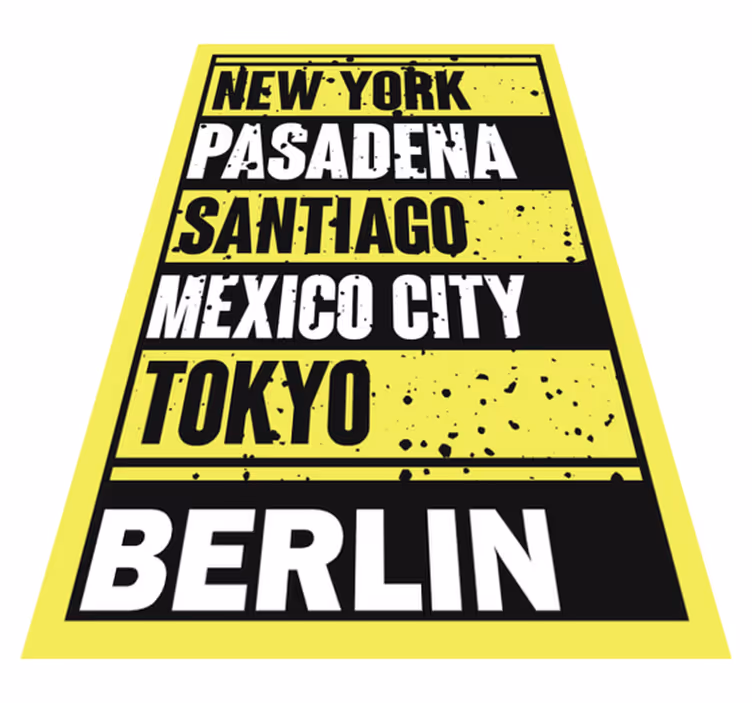 Cities Text Overlay custom vinyl rug - TenStickers