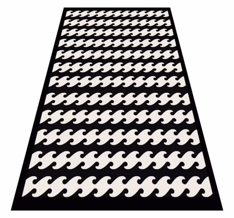 Monochrome Wavy Lines striped vinyl rug - TenStickers