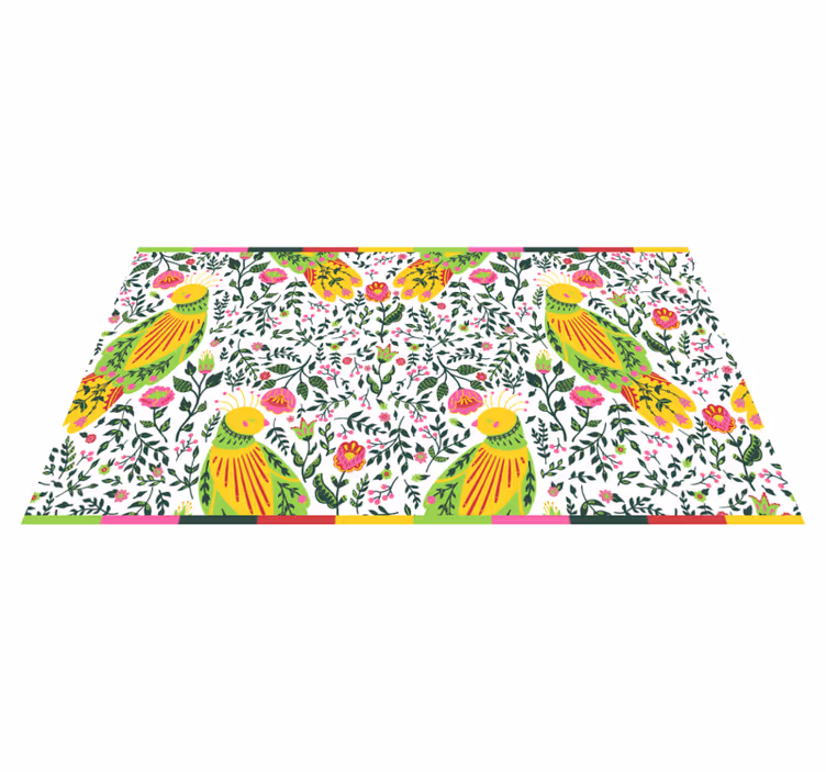 Floral Parrot Pattern vinyl rug flowers - TenStickers