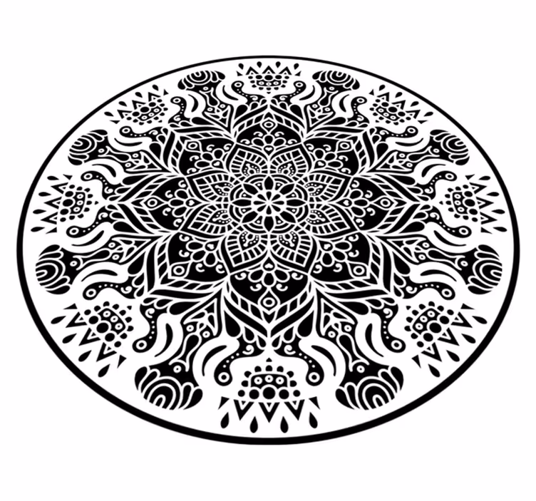 Black and white mandala mandala rug - TenStickers