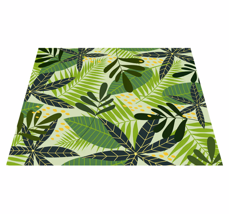 Green leaves floral rug design - TenStickers