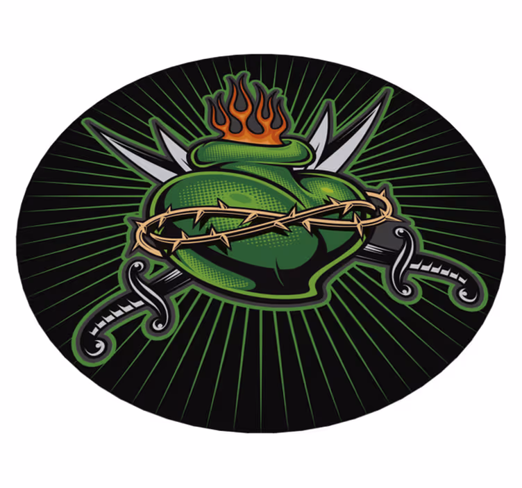 Fiery Sword Heart vinyl rug gaming - TenStickers