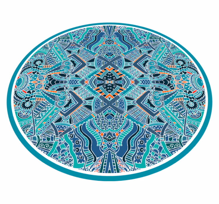 Round ethnic vinyl carpet Indian feathers - TenStickers