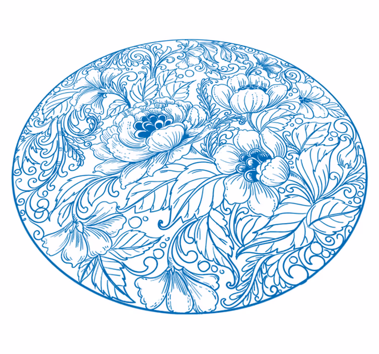 Floral Pattern Round vinyl rug flowers - TenStickers