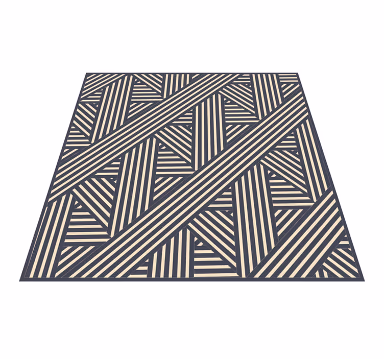 White and beige blue striped vinyl rug - TenStickers