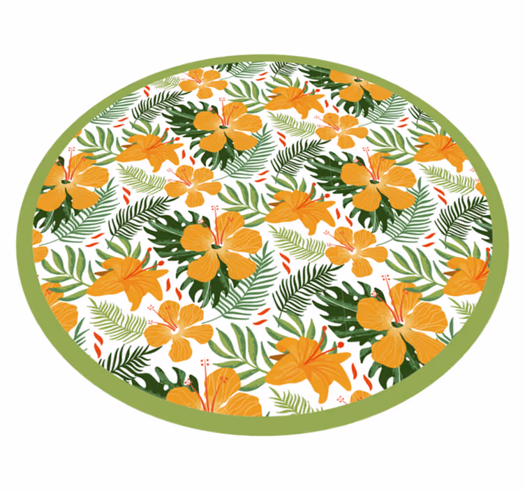 Tropical Floral Harmony vinyl rug flowers - TenStickers