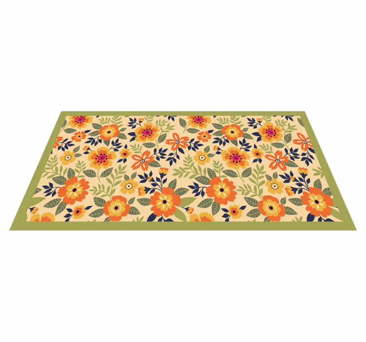 Floral Garden Motif vinyl rug flowers - TenStickers