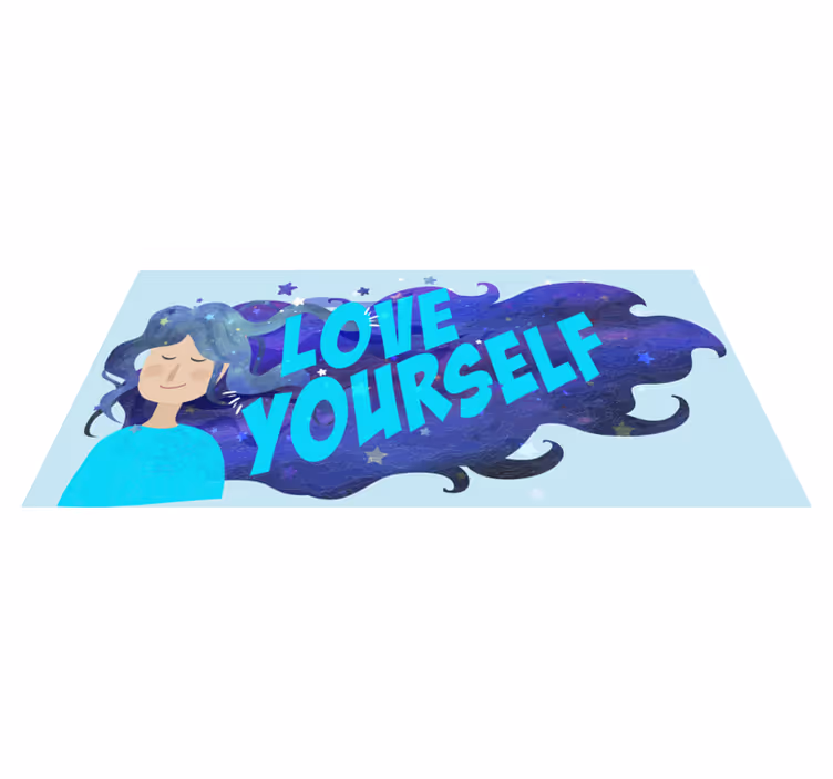 Love Yourself Illustration custom vinyl rug - TenStickers