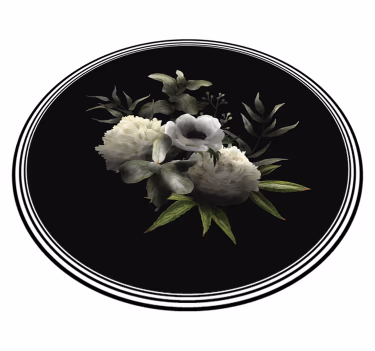 Floral Monochrome Elegance vinyl rug flowers - TenStickers