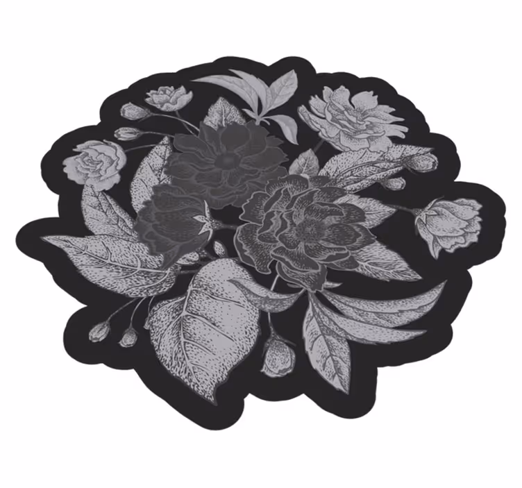 Floral Contour Display vinyl rug flowers - TenStickers