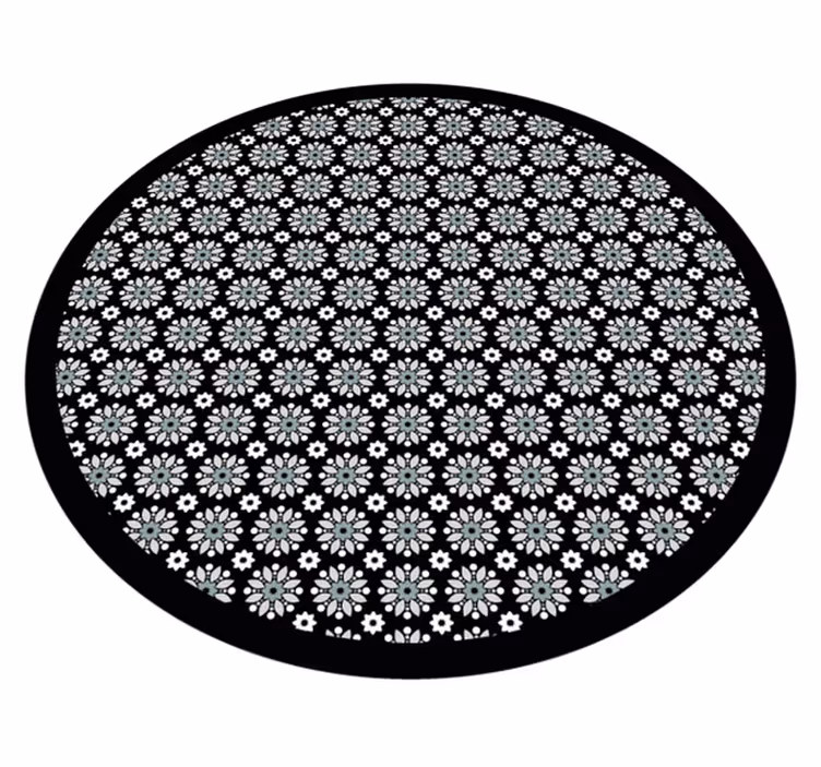 Floral Round Pattern vinyl rug flowers - TenStickers