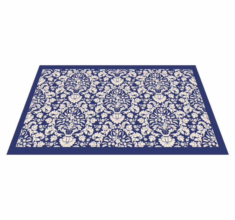 Ornate Floral Pattern minimalist vinyl rug - TenStickers