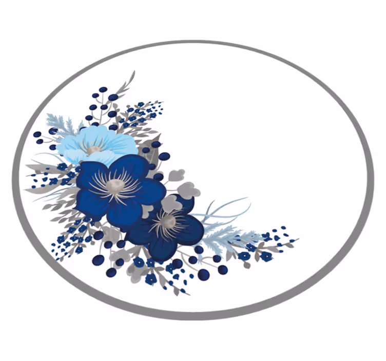 Blue flower wreath floral rug - TenStickers