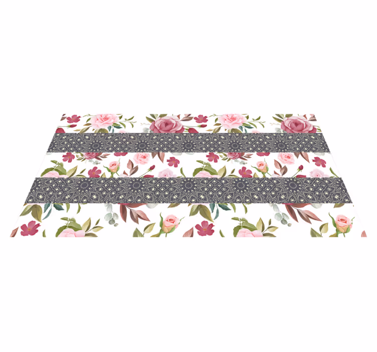 Floral Runner vinyl rug flowers - TenStickers