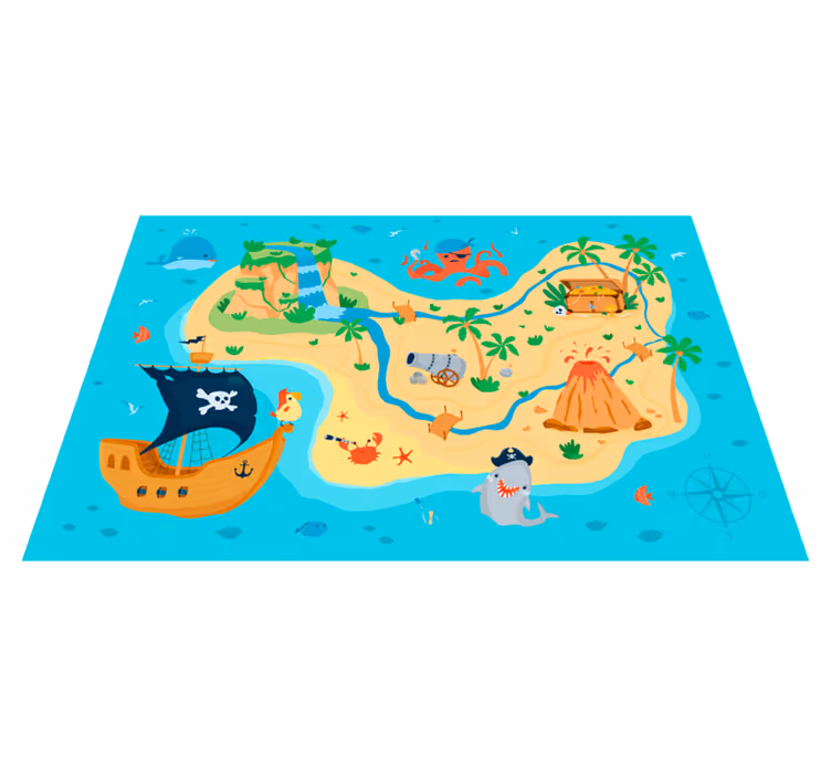 Pirate Adventure Map vinyl rug gaming - TenStickers
