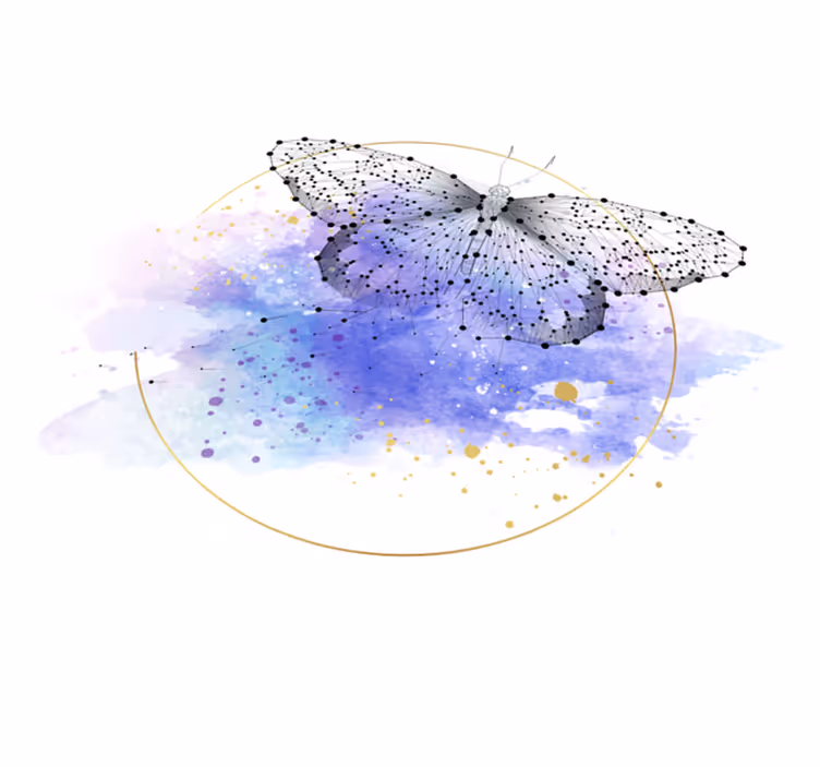 Butterfly Watercolor vinyl rug flowers - TenStickers