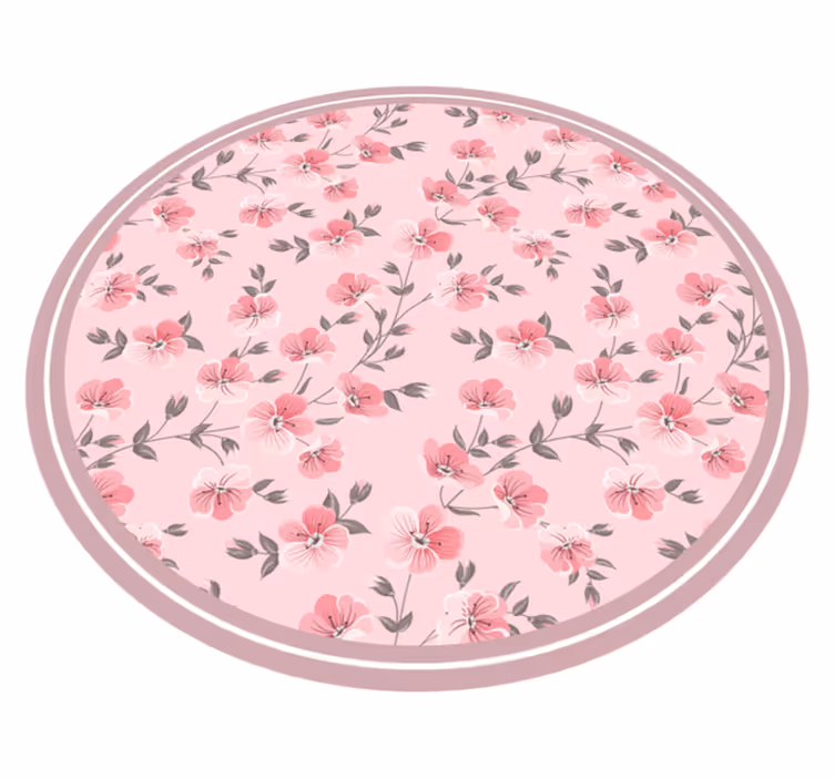 Floral Circle Design vinyl rug flowers - TenStickers