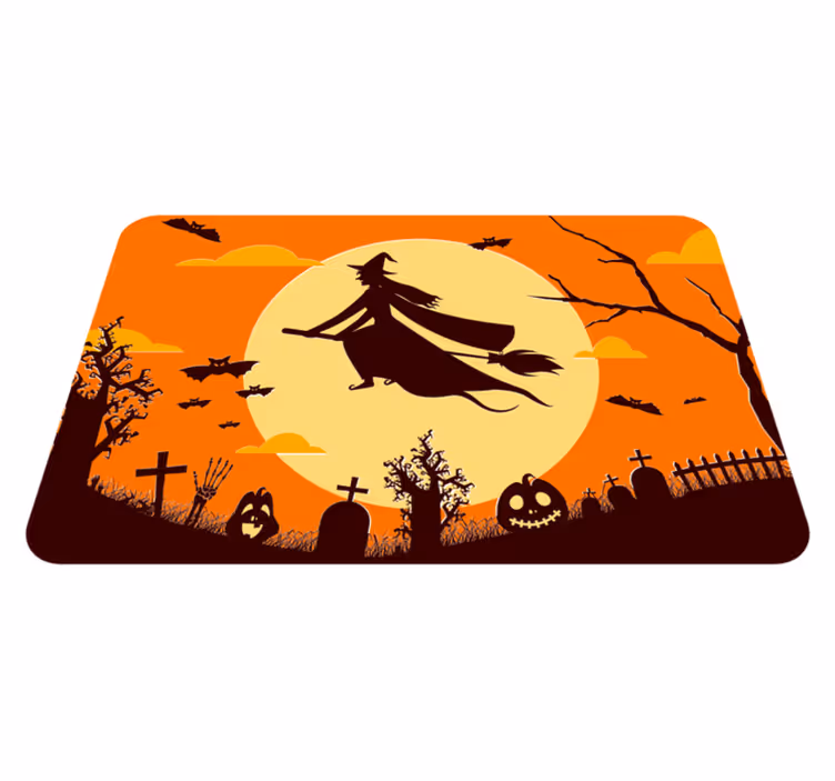 Halloween vinyl rug spooky halloween silhouette - TenStickers