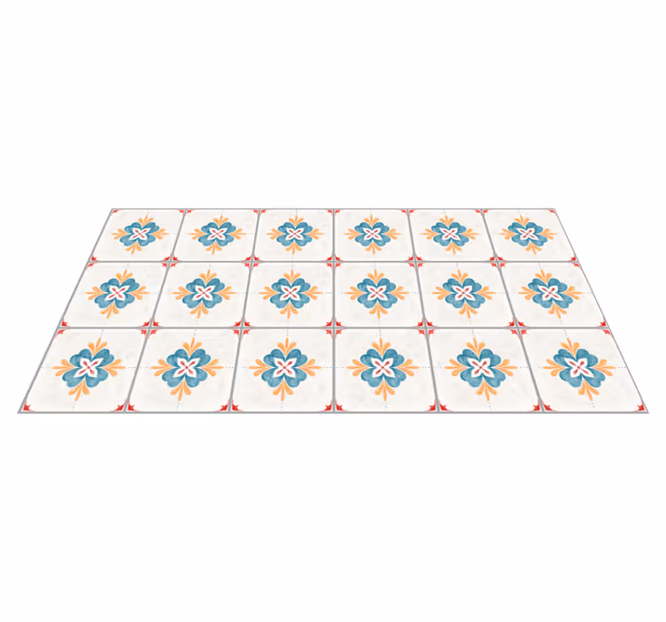Botanical Tile Element tile vinyl rug - TenStickers