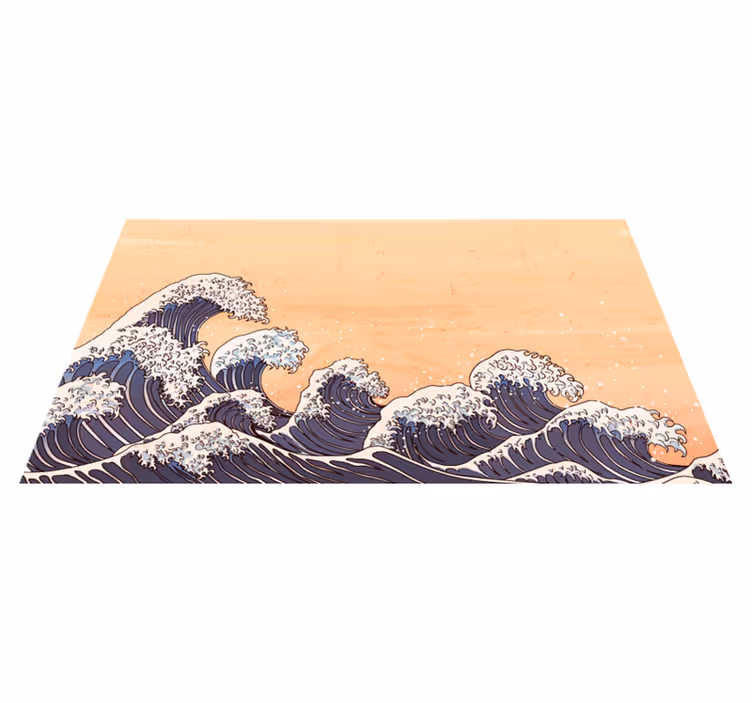 Ocean Wave Pattern vinyl rug bathroom - TenStickers