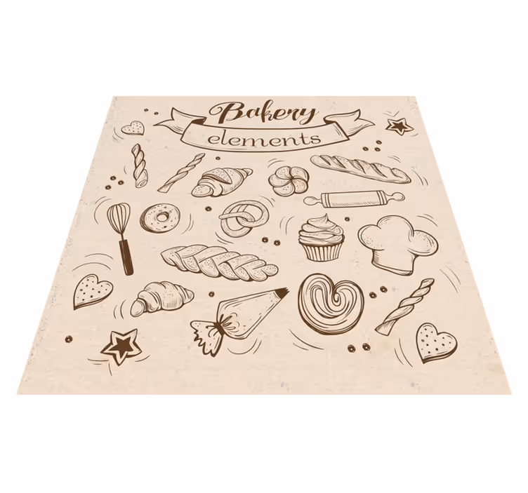 Bakery Themed Illustration vinyl rug - TenStickers