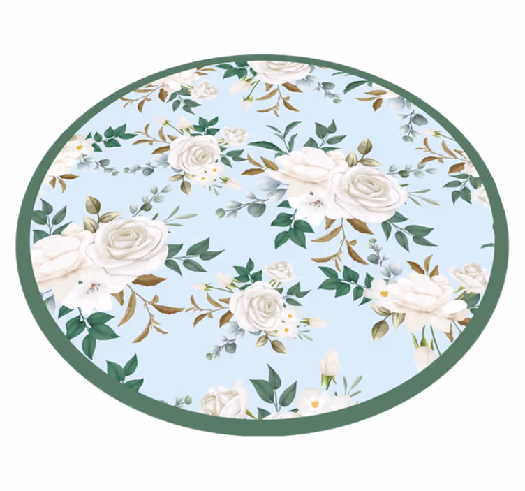 Floral Circular Composition vinyl rug flowers - TenStickers