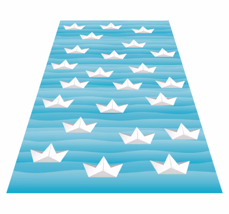 Striped Paper Boats star vinyl rug - TenStickers