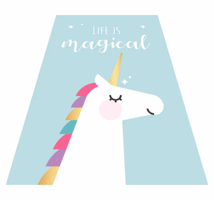 Unicorn Magical Phrase kids vinyl rug - TenStickers