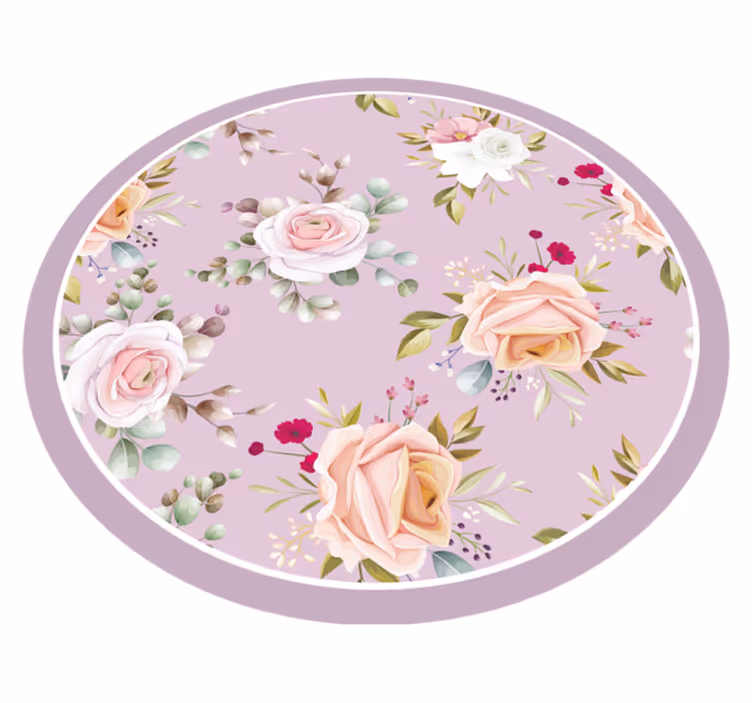 Pink floral pattern bedroom rug - TenStickers