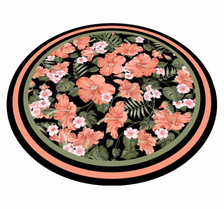 Floral Circular Motif vinyl rug flowers - TenStickers