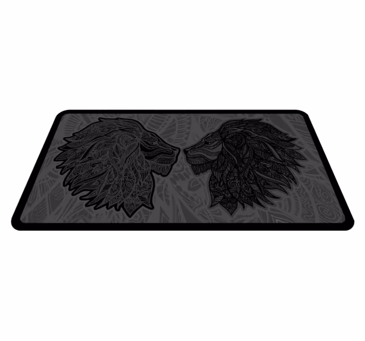 Two lions battle bedroom vinyl rug - TenStickers