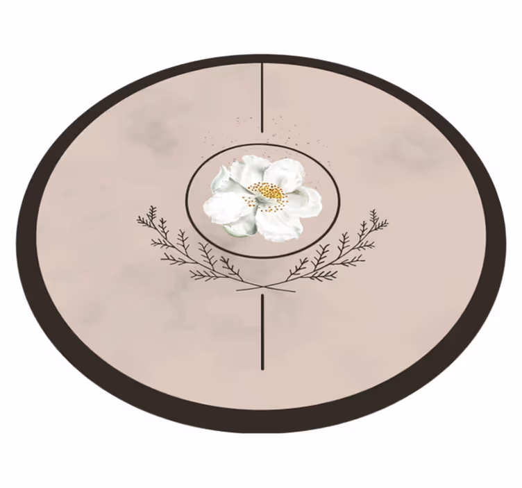 Floral Circle Emblem vinyl rug flowers - TenStickers