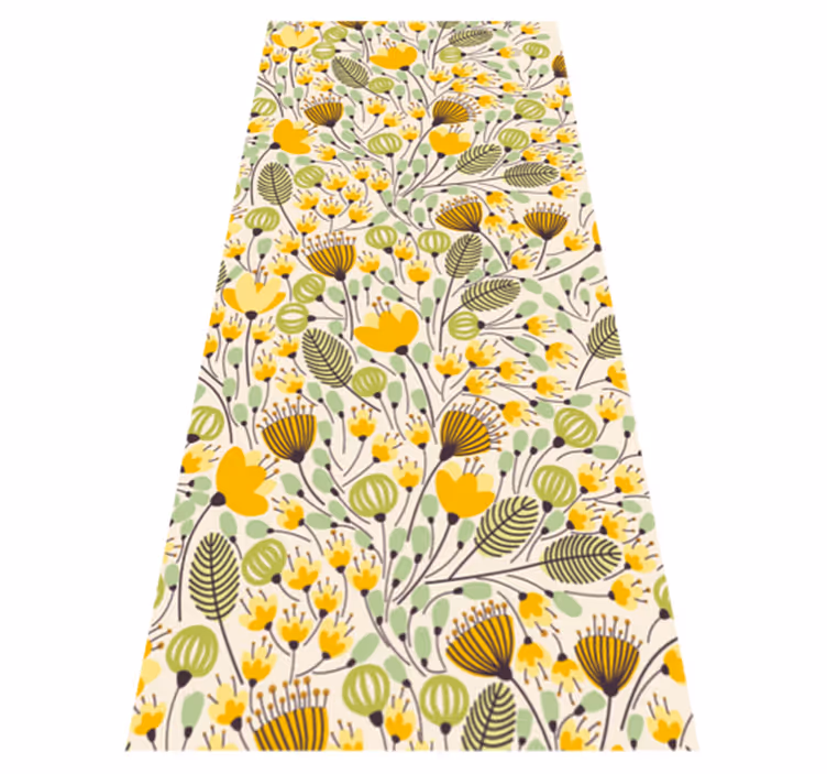 Floral Botanic Pattern vinyl rug flowers - TenStickers