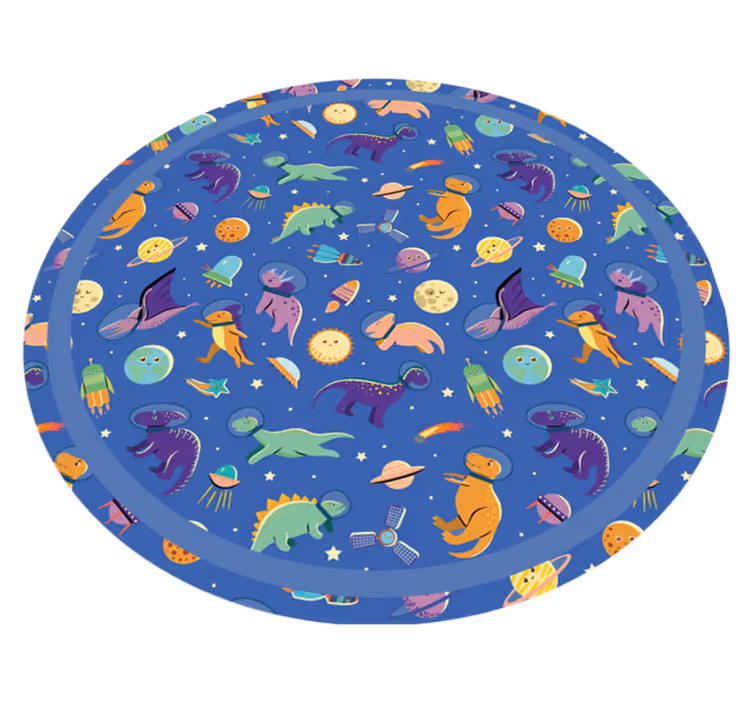 Space Dinosaur Round kids vinyl rug - TenStickers