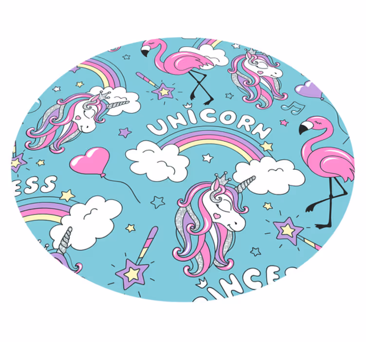 Unicorn Fantasy Circle vinyl rug - TenStickers
