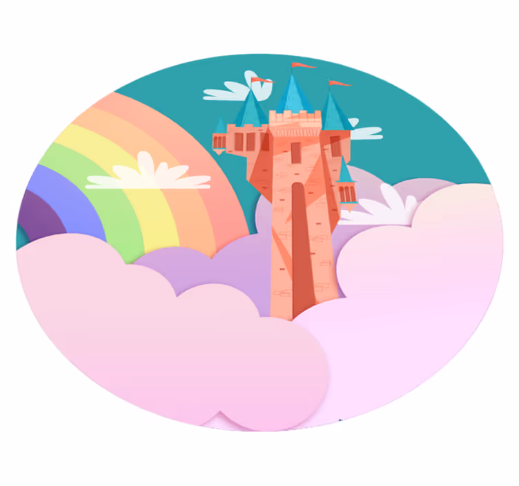 pink magic castle princess kids vinyl rug - TenStickers