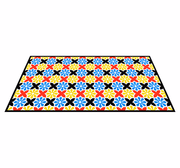 Floral Coloured  tile vinyl rug - TenStickers