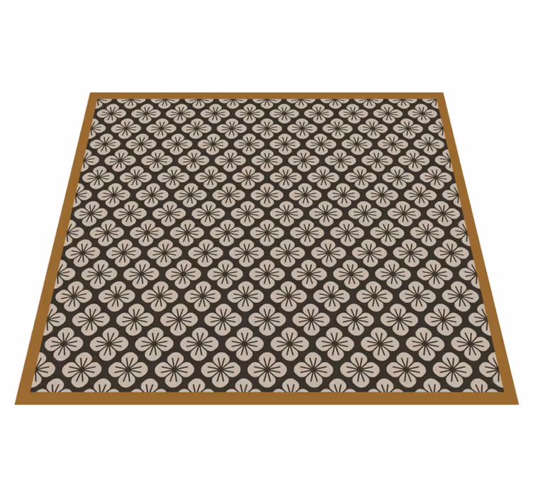 Floor design black floral rug - TenStickers