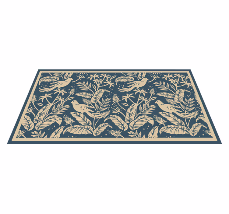 Botanical Bird Illustration vinyl rug flowers - TenStickers